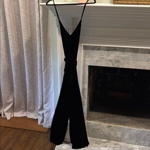Reformation Black V-Neck Jumpsuit with Spaghetti Straps